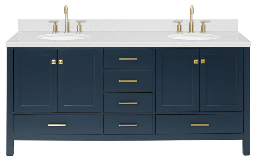 Ariel Cambridge 72" Double Oval Sinks Vanity, Carrara Quartz