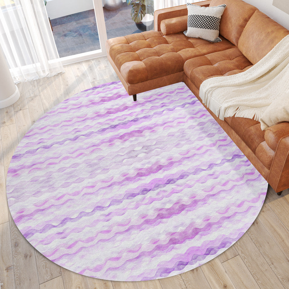 Dalyn Indoor/Outdoor Seabreeze SZ16 Violet Washable 8'x8' Round Rug