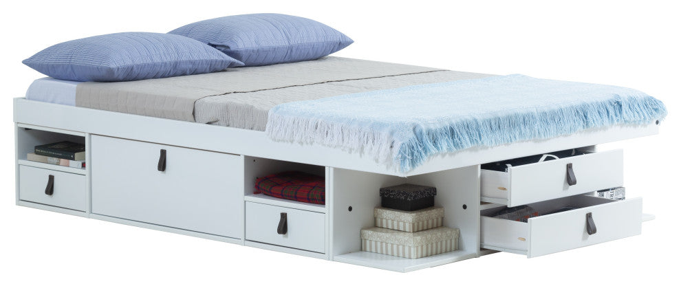 Memomad Bali Storage Platform Bed with Drawers (Full Size, Off White)
