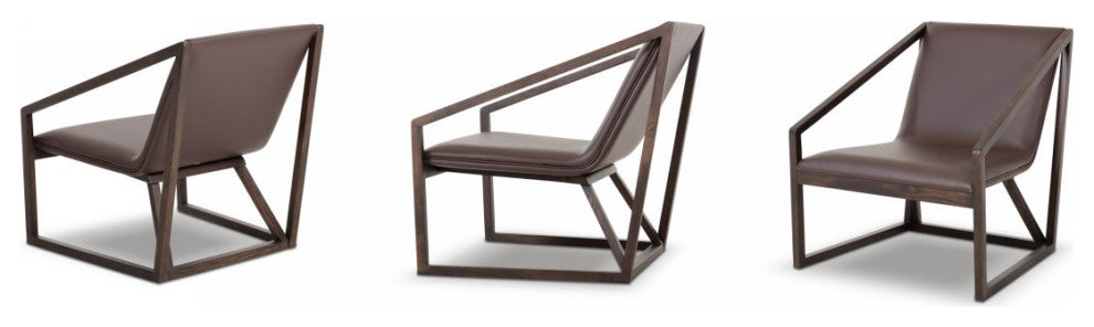 HomeRoots 29" Brown Eco Leather Lounge Chair