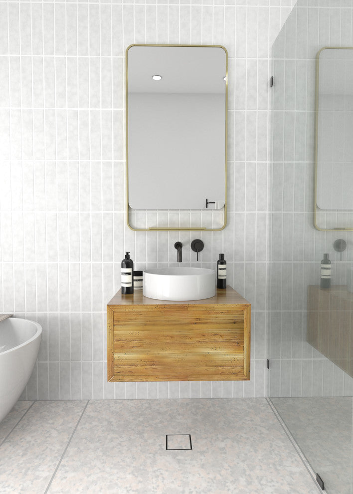 Radius Corner Black Stainless Steel Framed Mirror With Shelf, Satin Brass