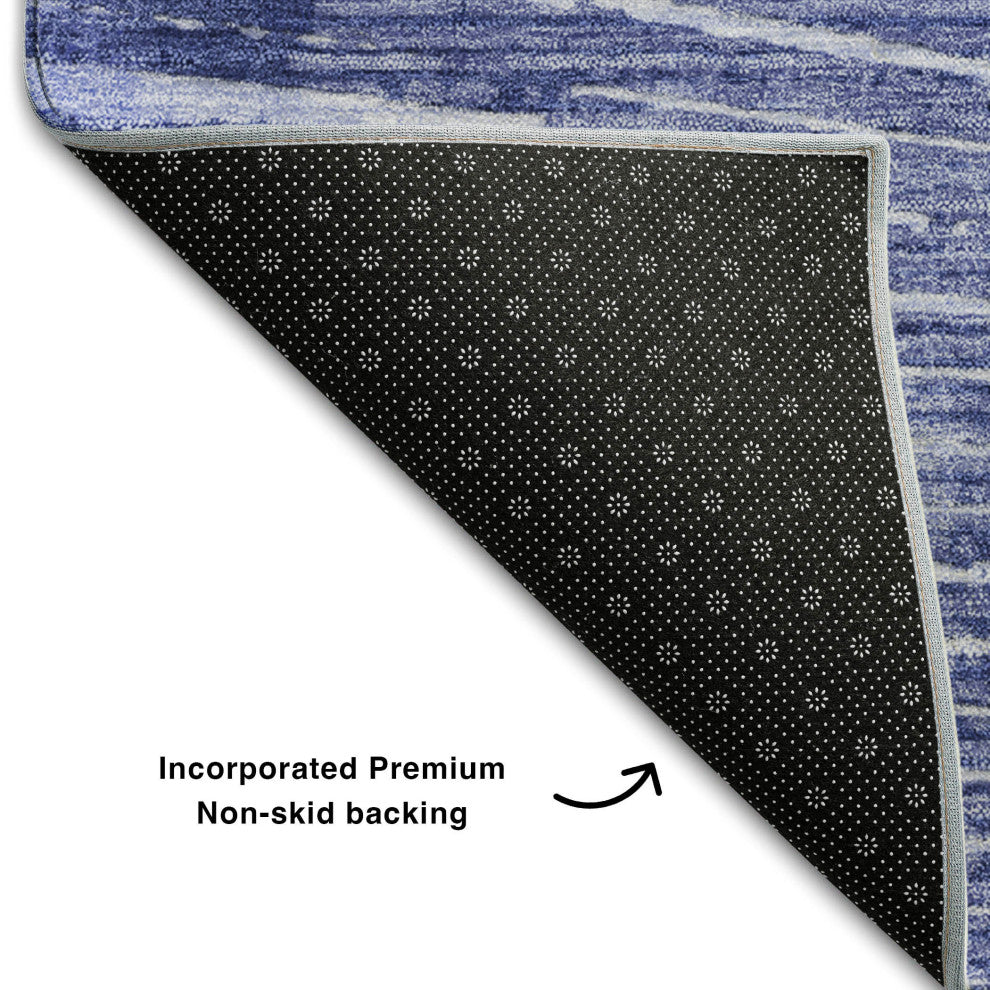 Premium Machine Washable Mayfield AMF542 Navy 5' x 7'6" Rug