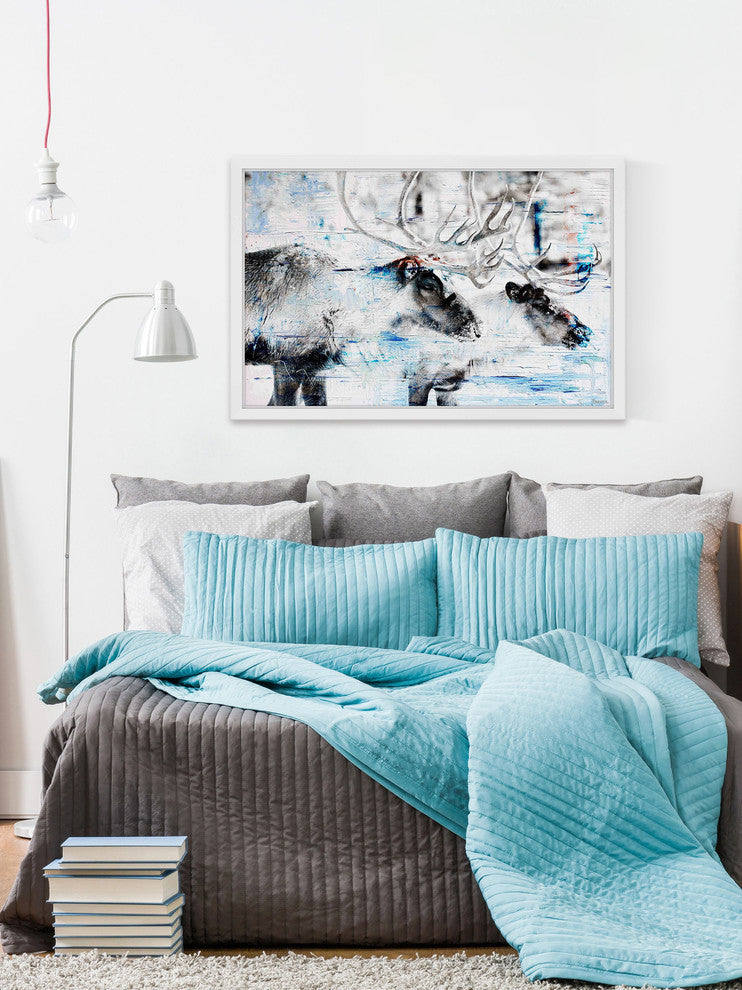 Parvez Taj "Conversating Deer" Framed Painting Print, 45"x30"