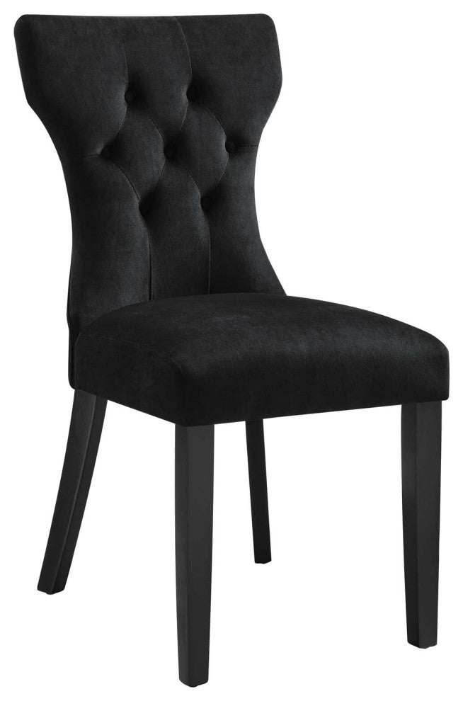 Silhouette Performance Velvet Dining Chairs, Set of 2, Black