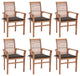 Vidaxl Dining Chairs, Set of 6, With Taupe Cushions Solid Teak Wood