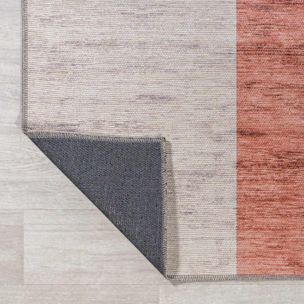 Raita Modern Distressed Stripe Machine-Washable Area Rug, 3x5