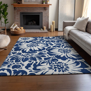 Premium Machine Washable Mayfield AMF551 Navy 2'6" x 3'10" Rug