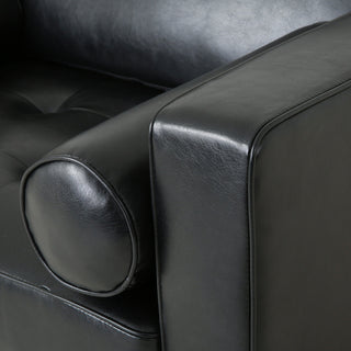 Vernon Contemporary Tufted Club Chair, Midnight + Espresso