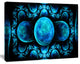 Blue Exotic Pattern on Black, Oversized Abstract Canvas Art Print, 60x40