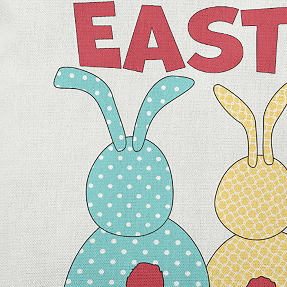 Hoppy Easter Polyester Indoor Pillow, White, 16"x16"