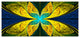 Bright Yellow Blue Fractal Flower, Large Floral Canvas Art Print, 60"x28"