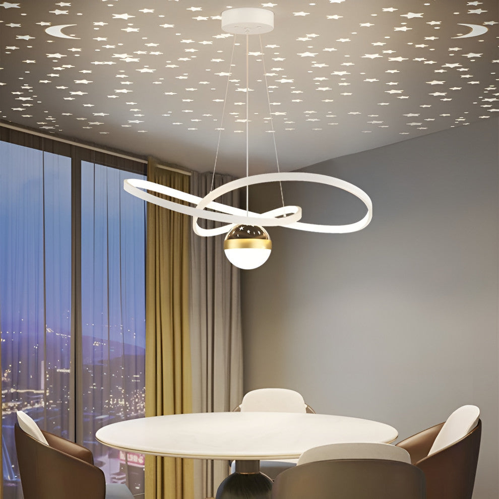 Impruneta | Modern Beautiful LED Hanging Chandelier for Living Room, White, Dia19.7xh5.1", Dimmable Witn Remote