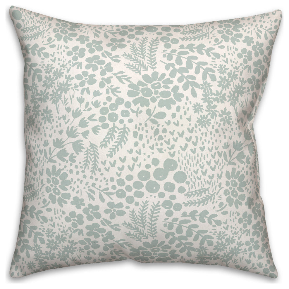 Blue Dainty Floral 18x18 Spun Poly Pillow
