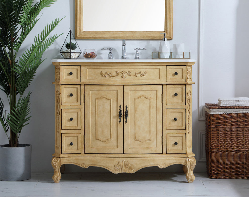 Bathroom Vanity, Antique Beige, 42", Single Sink