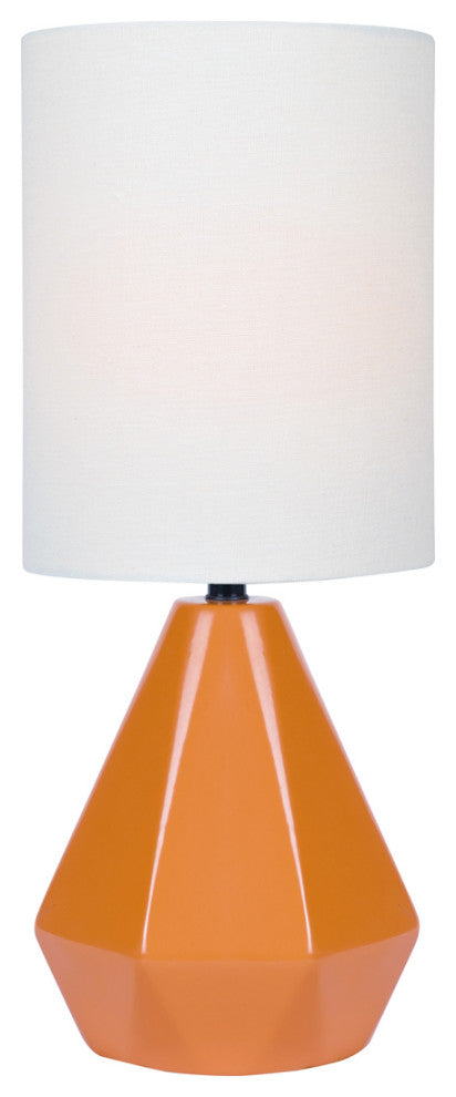 Mason Mini Table Lamp in Orange Ceramic with White Linen Shade E27 A 60W