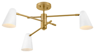 Lark Birdie 3 Light Convertible 1 Tier, Lacquered Brass With Matte White Accents