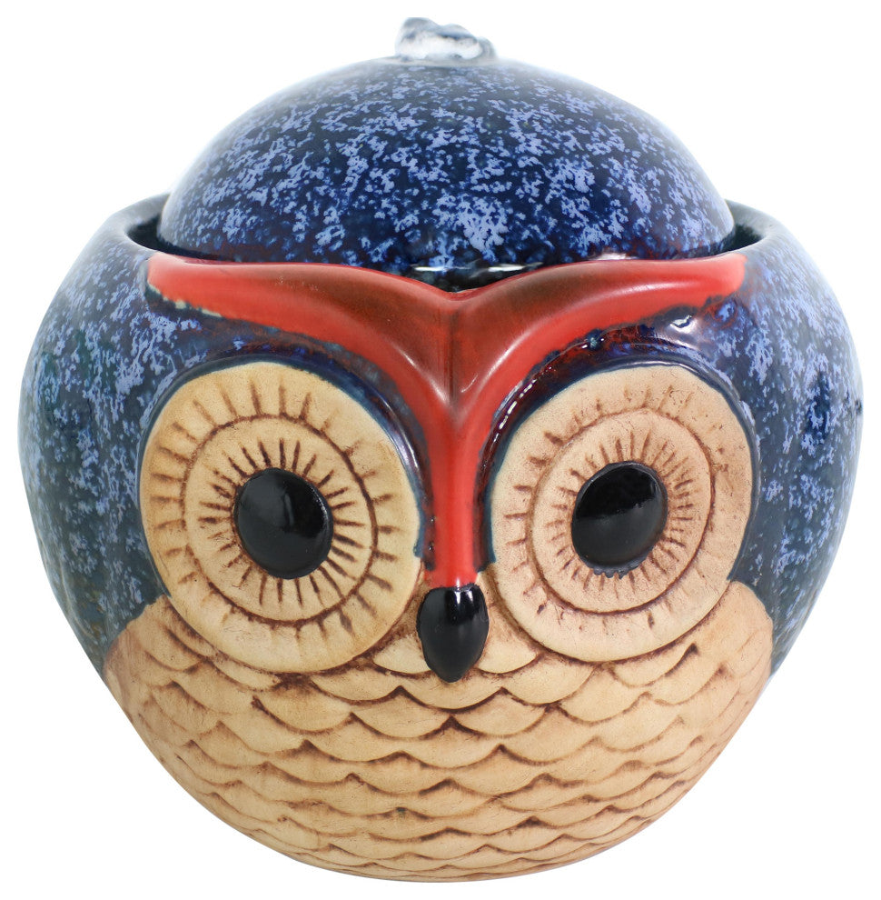 Sunnydaze Ceramic Owl Indoor Tabletop Water Fountain, 6"