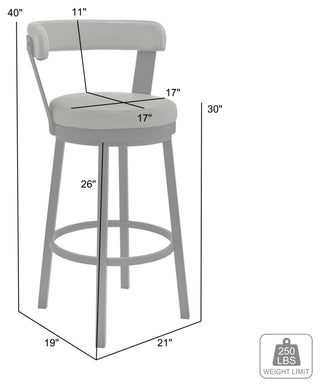 Bryant Swivel Stool, Brushed Stainless Steel/White, Bar Height