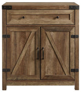 30" Farmhouse Barn Door Accent Cabinet - Rustic Oak