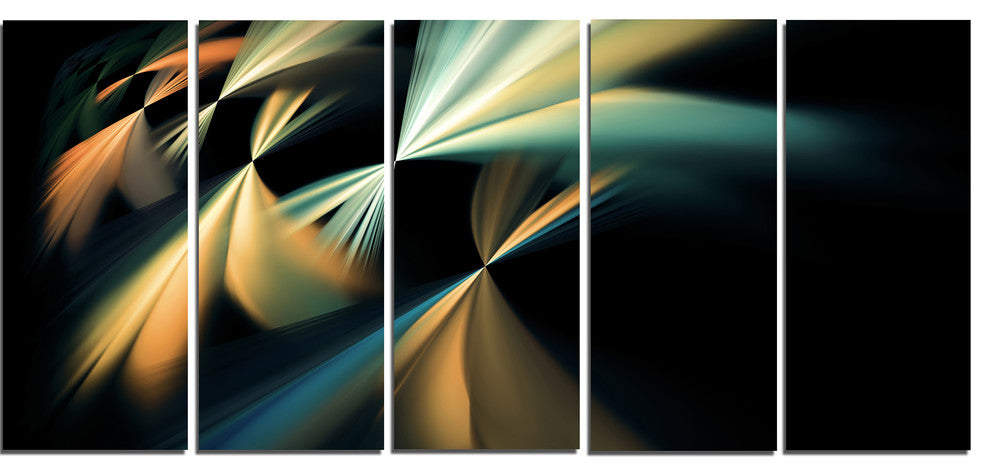 Floating Abstract Fractal Designs, Abstract Art on Canvas, 60"x28", 5 Panels