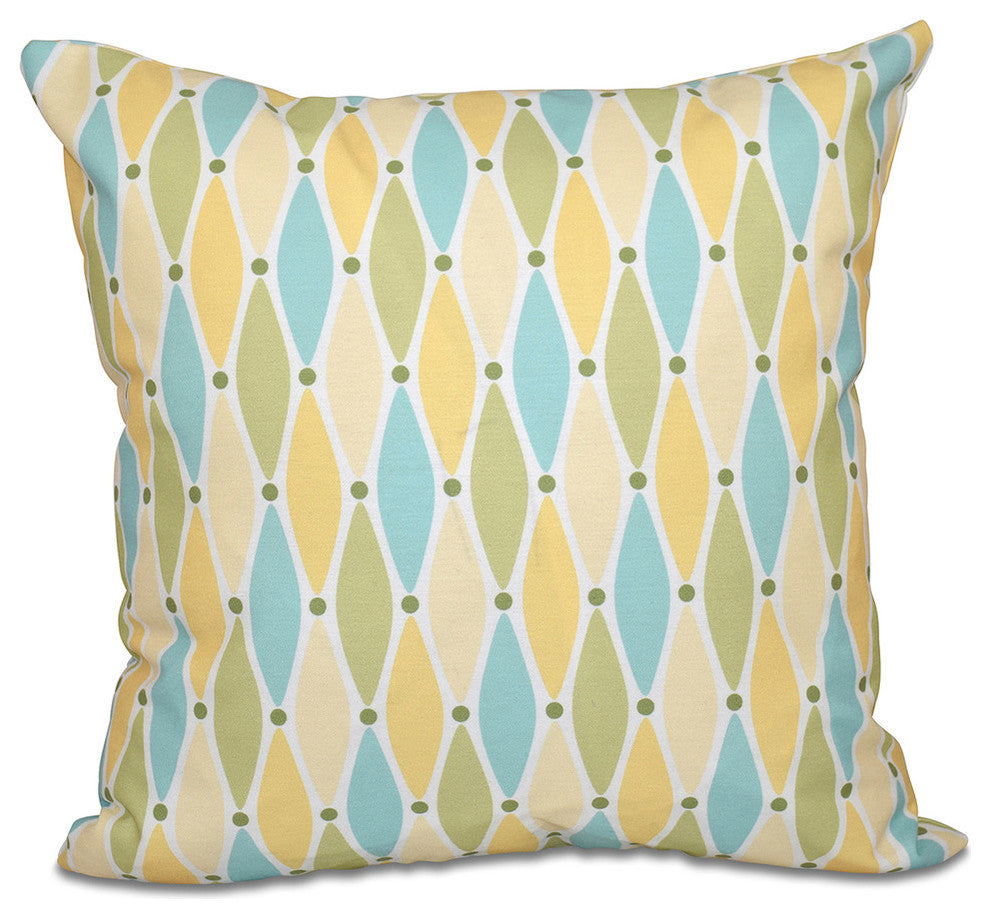 Wavy Splash, Geometric Print Pillow, Yellow, 20"x20"