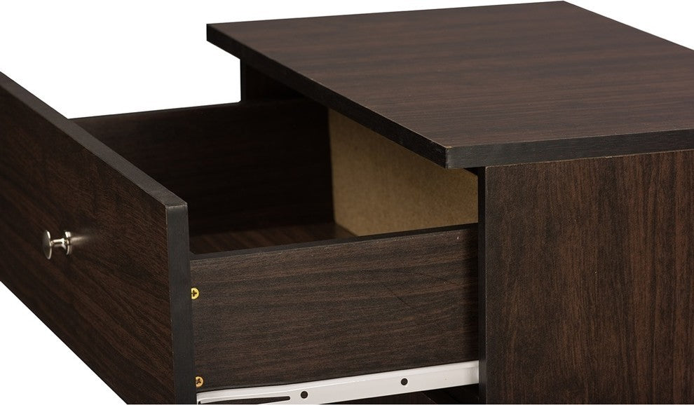 Felda Dark Brown Shoe Cabinet With 2 Doors and Drawer