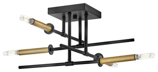 Lark 83073 Hux 4 Light 20"W Semi-Flush Ceiling Fixture - Black