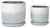 Set of 2 5/6" Textured Planter With SauCeramic Silver