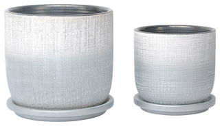 Set of 2 5/6" Textured Planter With SauCeramic Silver