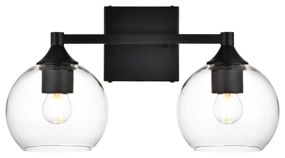2 Light Black And Clear Bath Sconce