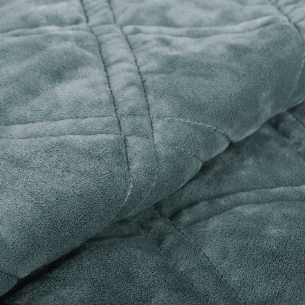 Supersoft Microplush Quilted 4-Piece Bed Spread Set, Silver Blue, Queen