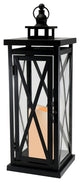 Metal Lantern, Black Criscross with Battery Operated LED Candle