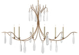 Marshallia Six Light Chandelier, Rustic Gold/Faux Rock Crystal