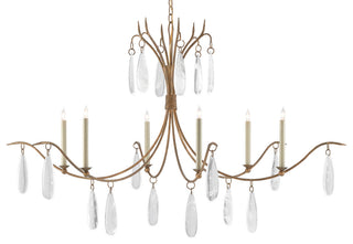 Marshallia Six Light Chandelier, Rustic Gold/Faux Rock Crystal