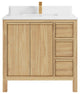 Elizabeth 36 Center Sink Bath Vanity in Light Natural Teak 1.5" White Quartz