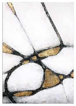 Uttermost Contemporary Fir Wood Abstract Art in Gold/White/Black