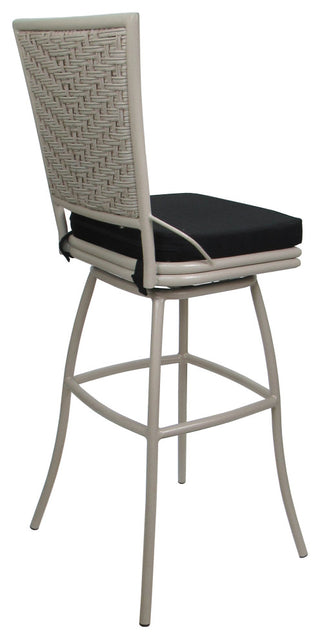 Outdoor Patio Bar Stool Elon Without Arms, Black Beige, 30"