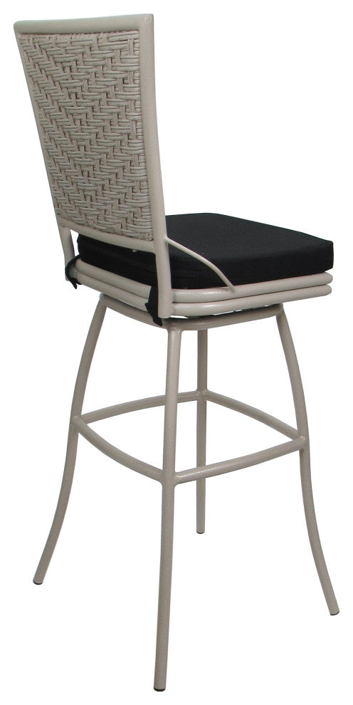 Outdoor Patio Bar Stool Elon Without Arms, Black Beige, 30"