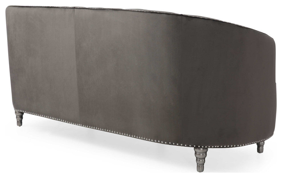 Dania 87 in. W Flared Arm Velvet Straight Sofa, Gray