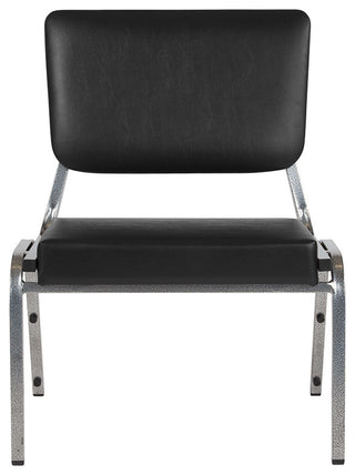 Black Antimicrobial Vinyl Bariatric Chair With Panel Back and Silver Vein Frame