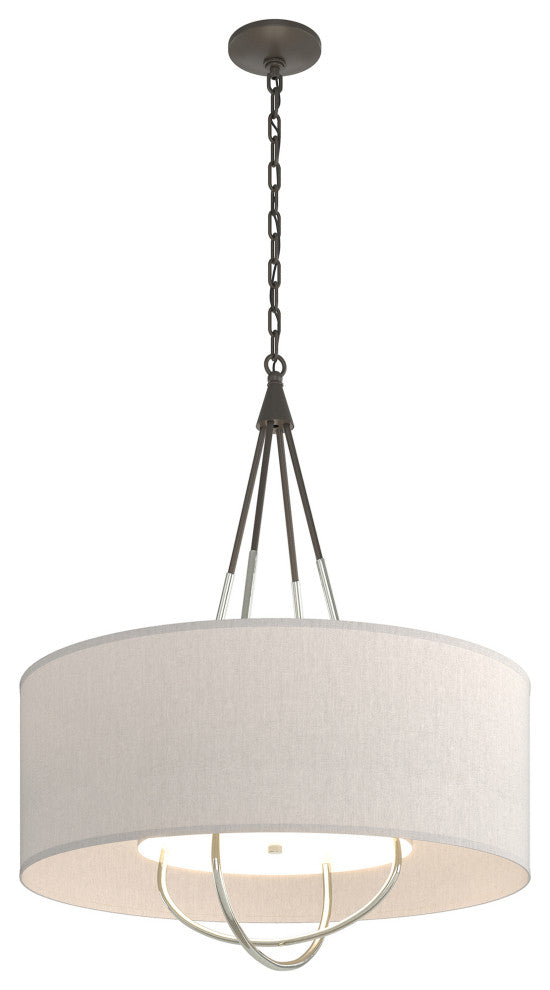 Loop Pendant, Dark Smoke Finish, Sterling Accents, Flax Shade