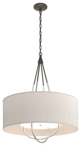 Loop Pendant, Dark Smoke Finish, Sterling Accents, Flax Shade