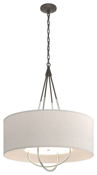 Loop Pendant, Dark Smoke Finish, Sterling Accents, Flax Shade