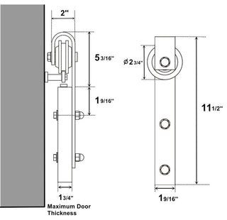 Sliding Barn Door Hardware for Double Door, Classic Design, 12'