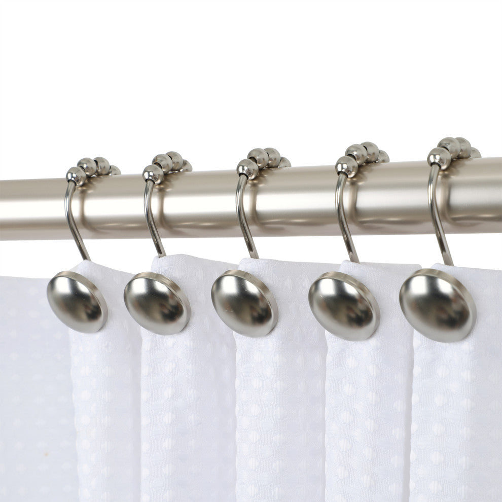 Utopia Alley Shower Hooks - Shower Curtain Rings for Bathroom, Set of 12, Brushed Nickel