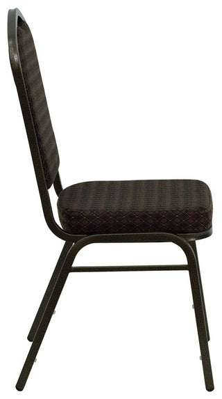 HERCULES Series Stacking Banquet Chair, Brown Patterned Fabric/Gold Vein Frame