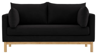 Langham Linen Textured Fabric Upholstered Loveseat, Black