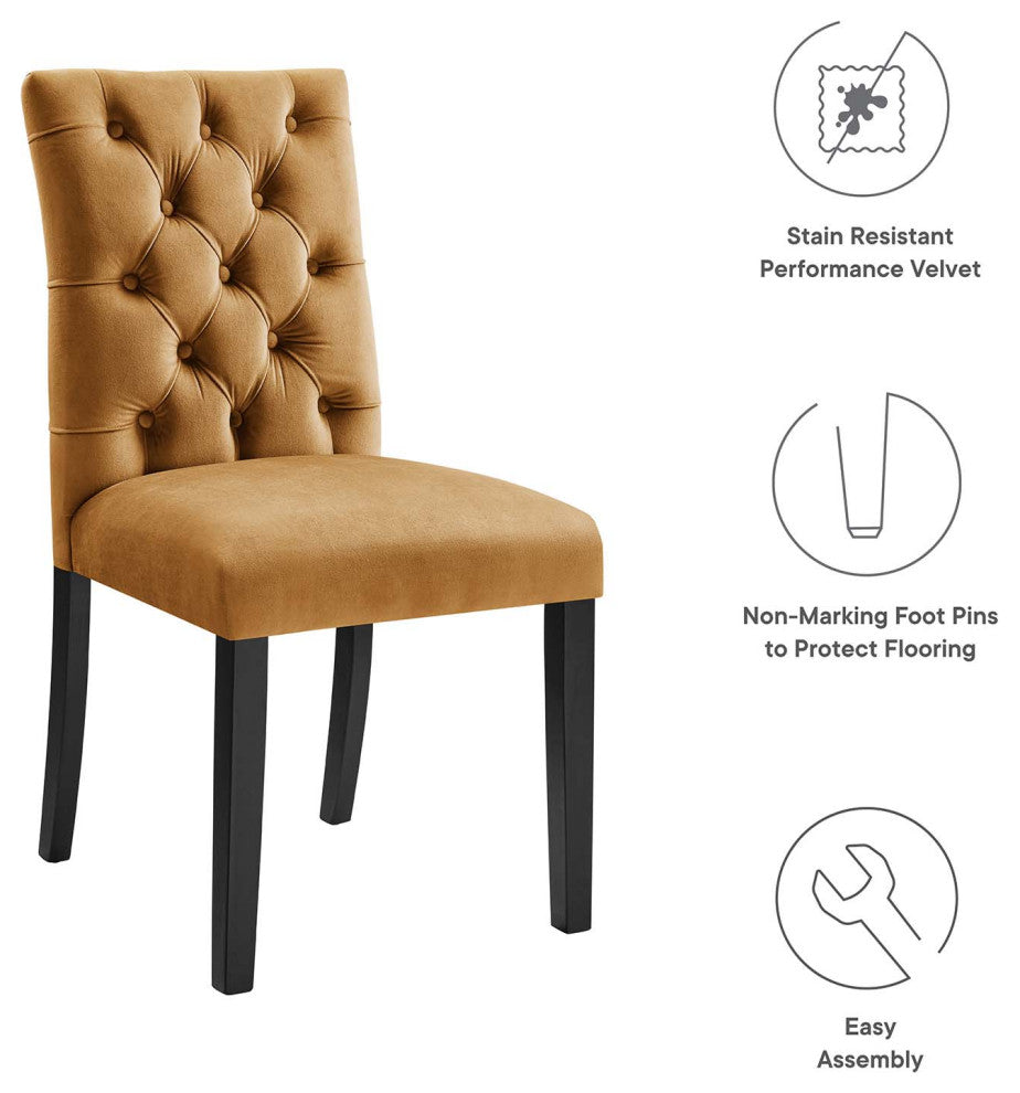 Side Dining Chair, Set of 2, Brown, Velvet, Modern, Cafe Bistro Hospitality