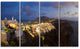 "Thira Santorini Greece Panorama" Landscape Print Wall Art, 4 Panels, 48"x28"
