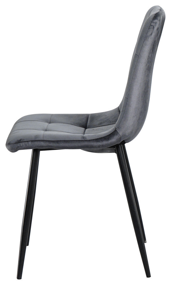 15 in.W Indoor Dining Velvet 4-Chair with Cushions and Metal Legs, Grey